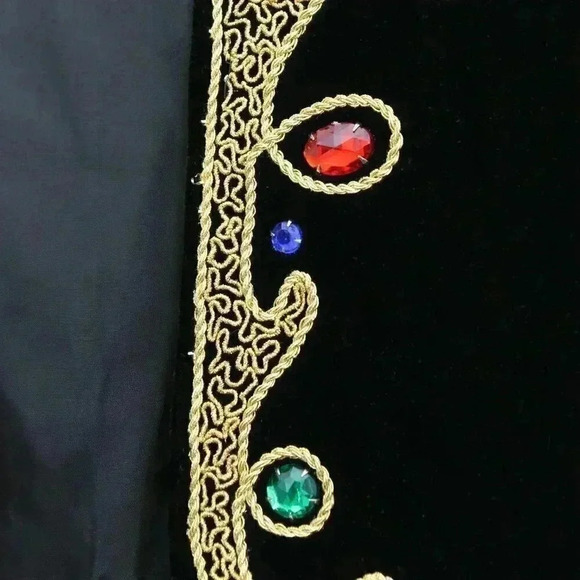 1980s Black Velvet Beaded Dress and Jacket Two Piece Cocktail Size - Picture 8 of 10